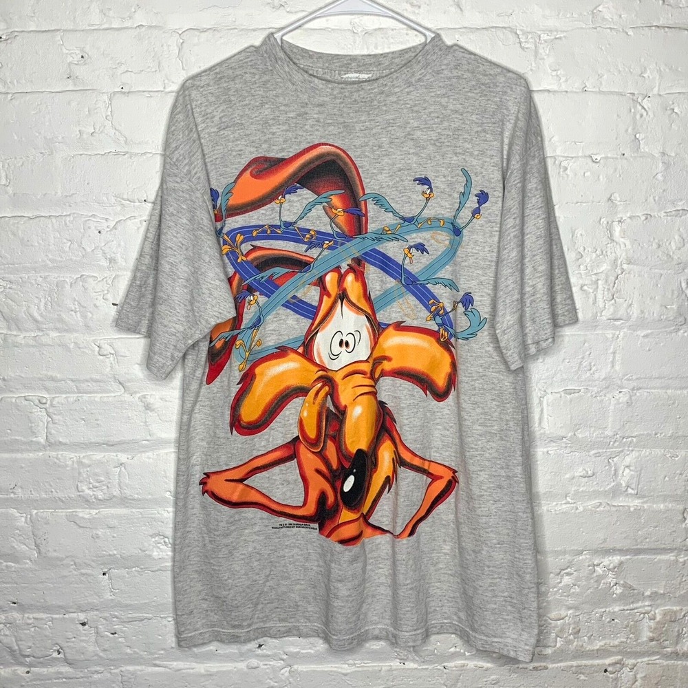 Vintage 1996 Wile E‎ Coyote & Roadrunner T Shirt Tee Size Large LOONEY TUNES